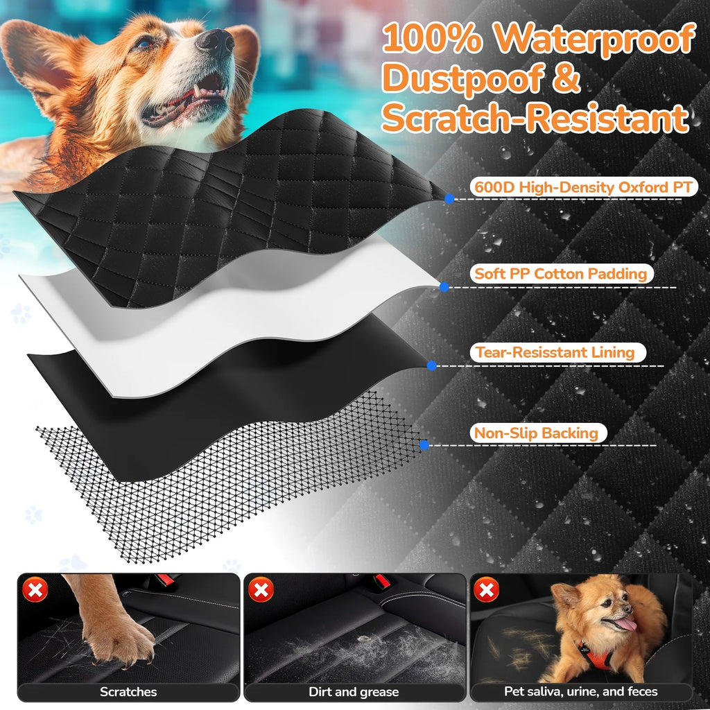 Ultimate Dog Seat Cover - Waterproof, Scratch-Resistant Non-Slip Car Hammock with Seatbelt for Pet Protection