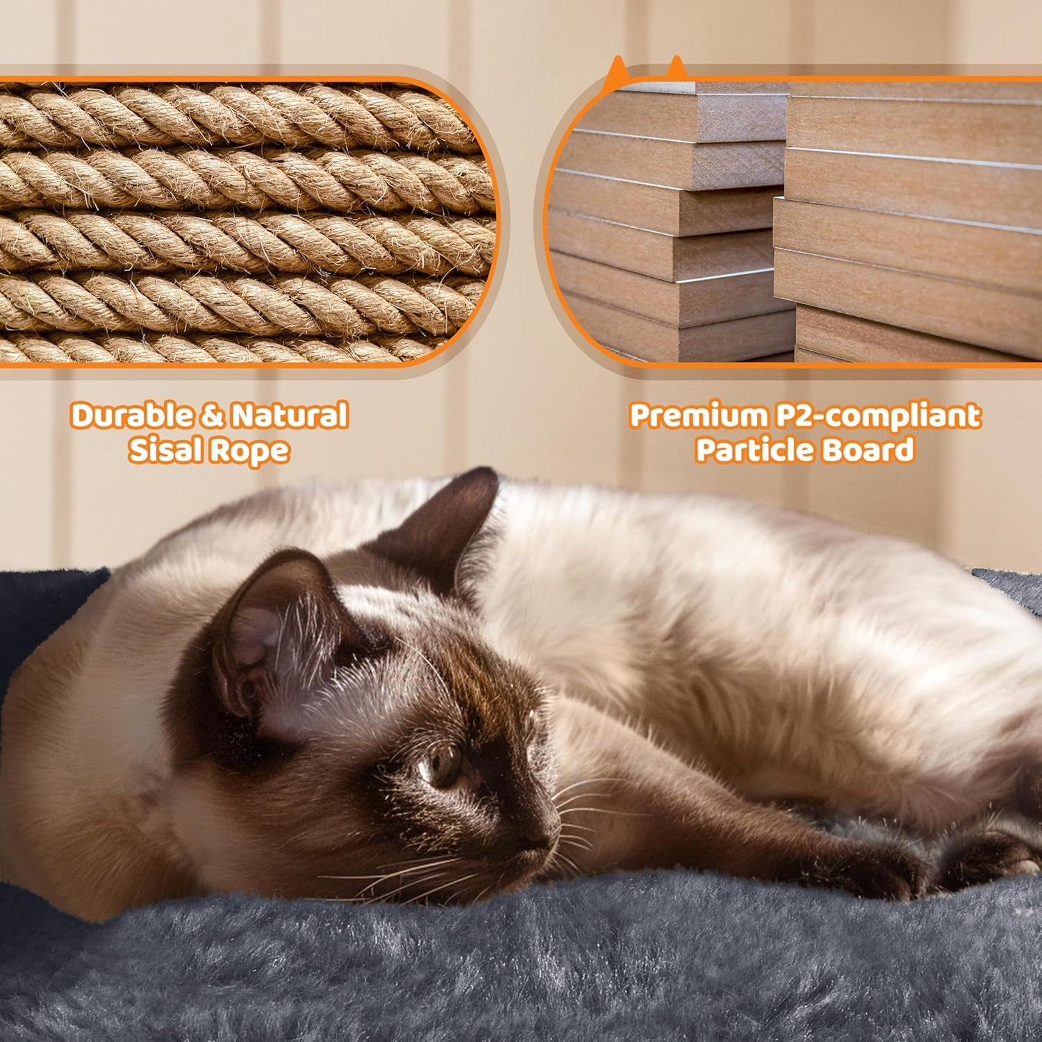 Yaheetech 69In Cat Tree Tower, 2 Condos, Scratching Posts & Cat-Ear Perches | Sturdy Anti-Wobble Base, Soft Basket, Climbing Ramp, Easy Assembly, Fits Large Indoor Cats & Multi-Pet Households, Dark Gray