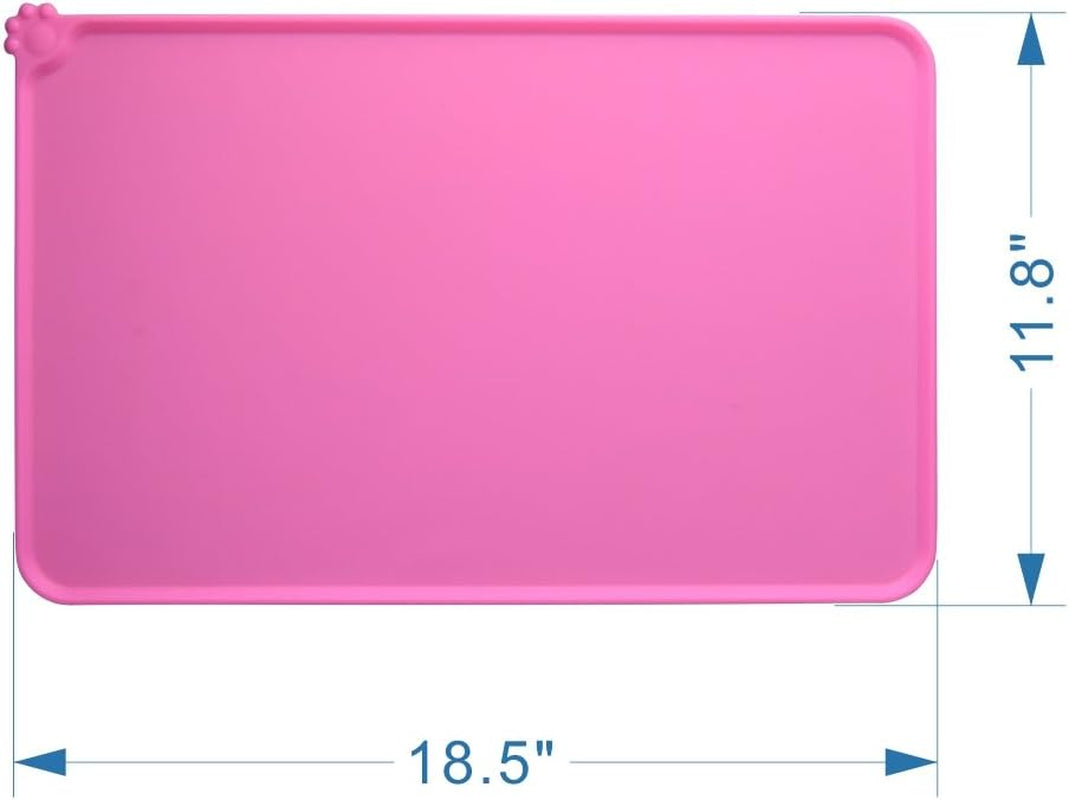 Stylish Pink Silicone Dog Food Mat – Non-Slip Waterproof Feeding Mat for Small Pets (18.5" x 11.8")
