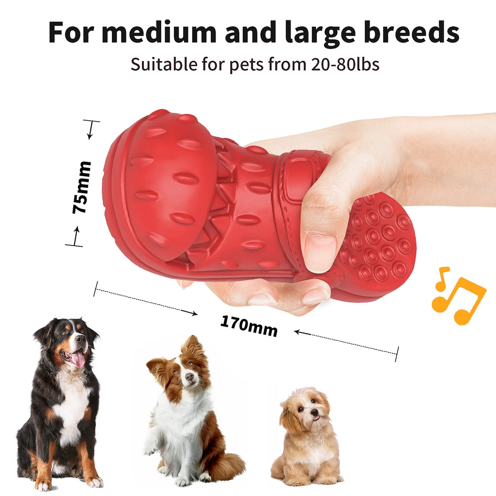 Ultimate Squeaky Chew Toy for Aggressive Chewers - Safe, Natural Soft Rubber with Delicious Beef Flavor