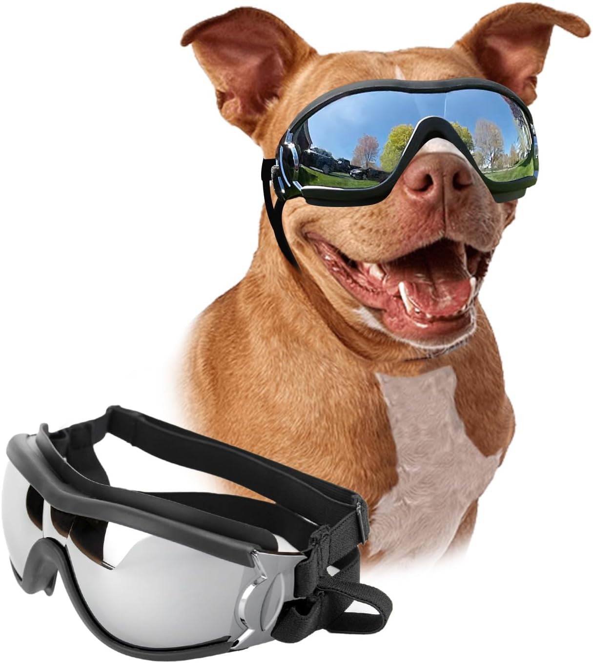 Premium Dog Goggles for Large Breeds - Stylish Eye Protection for Riding, Biking & Driving - Perfect for Medium to Large Dogs - Windproof & UV Protection - Sleek Black Design