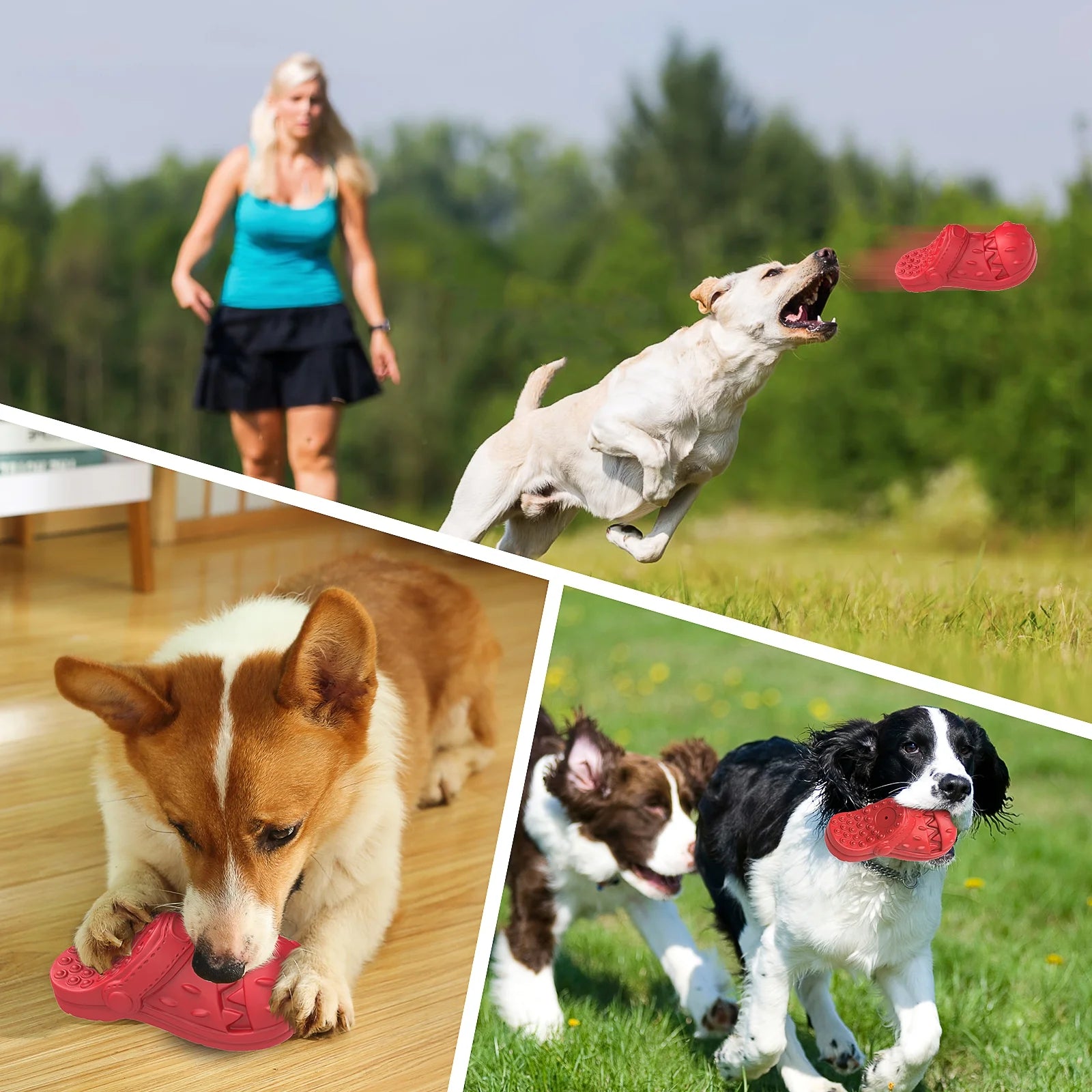 Ultimate Squeaky Chew Toy for Aggressive Chewers - Safe, Natural Soft Rubber with Delicious Beef Flavor
