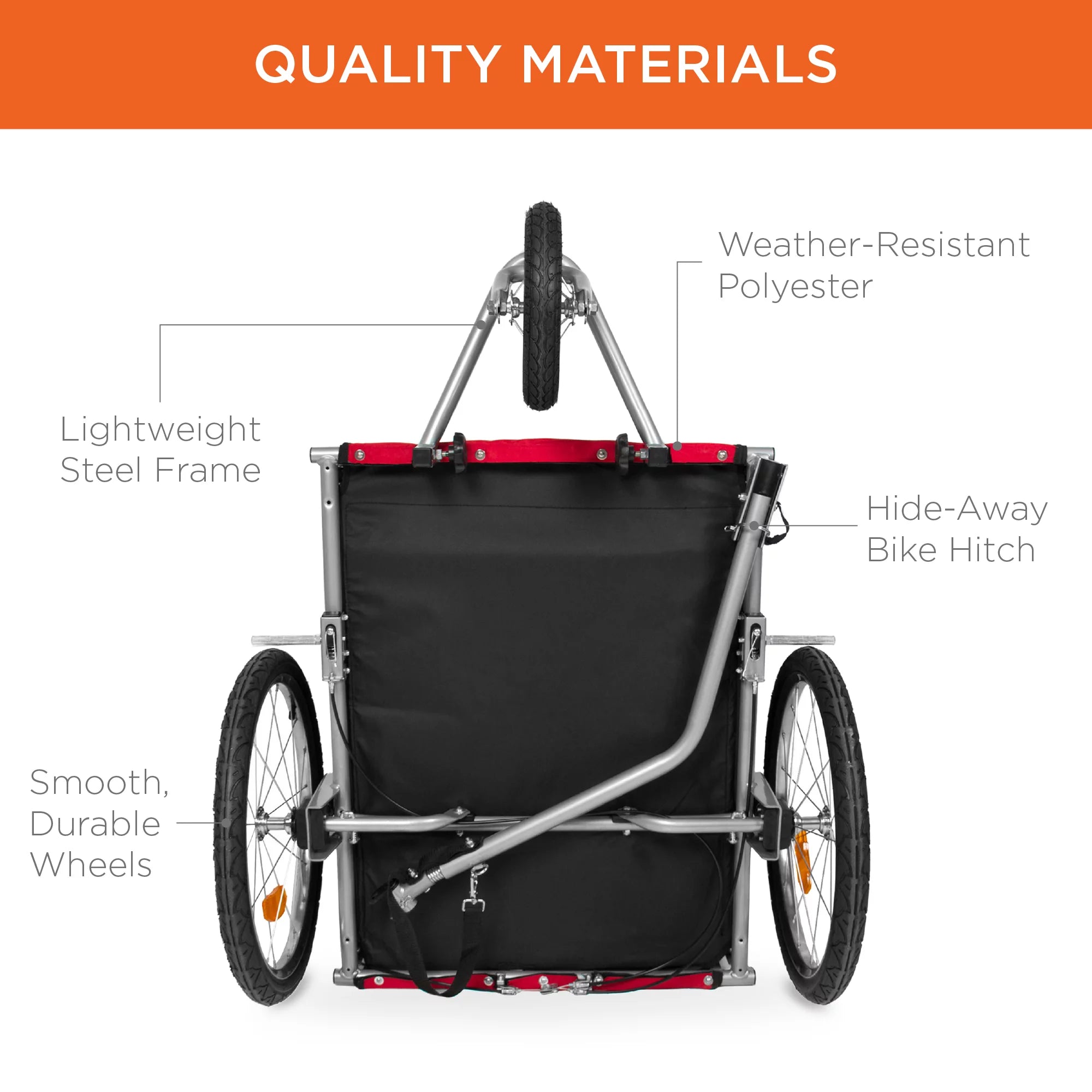 Ultimate 2-in-1 Dog Bike Trailer & Pet Stroller - Safe, Stylish Carrier with Hitch, Brakes, Visibility Flag, & Reflector