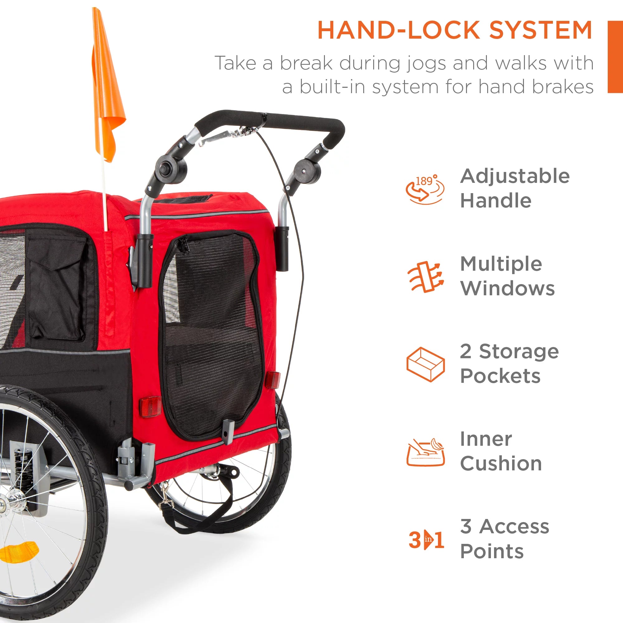 Ultimate 2-in-1 Dog Bike Trailer & Pet Stroller - Safe, Stylish Carrier with Hitch, Brakes, Visibility Flag, & Reflector
