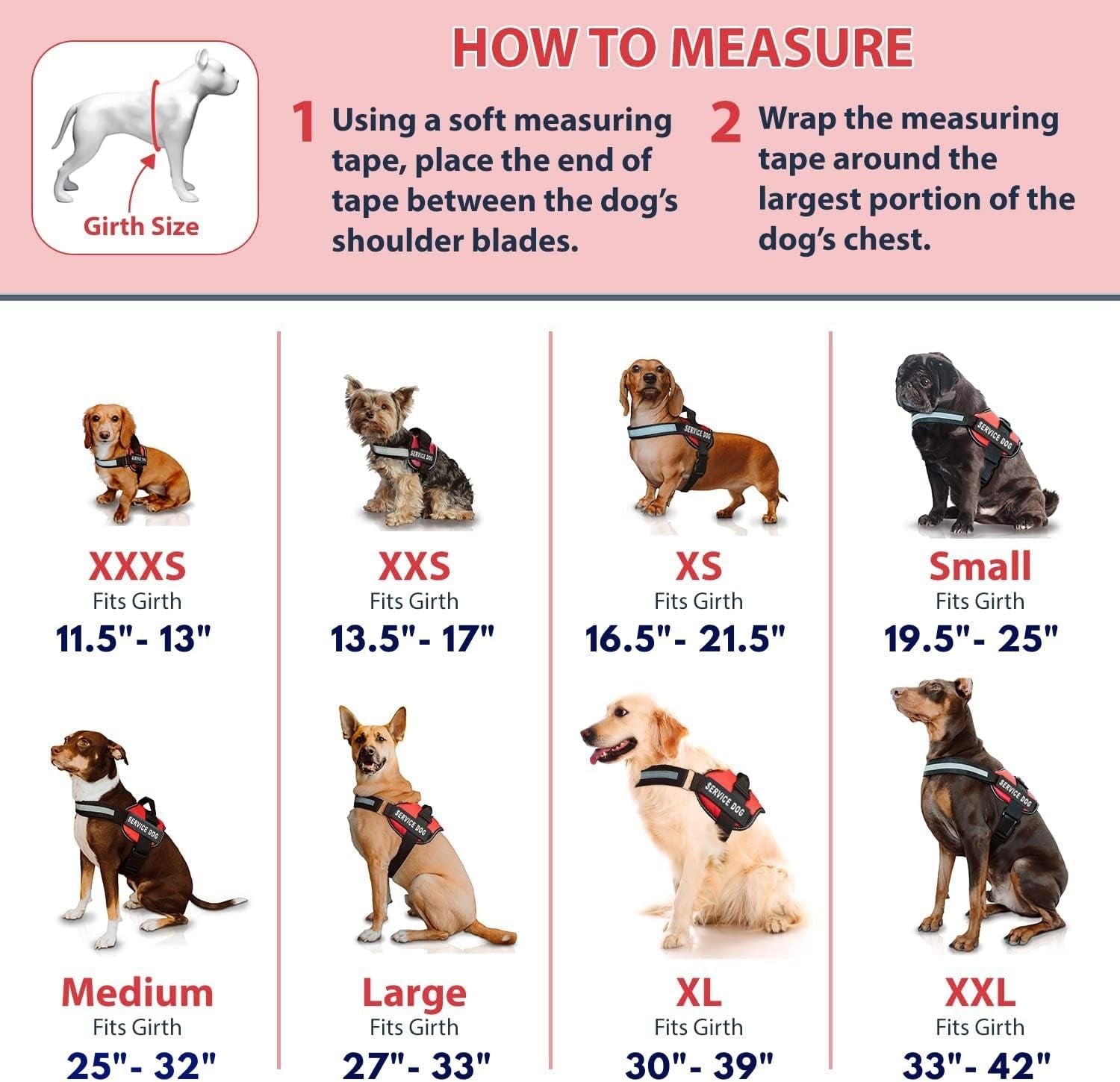 Comfort & Safety Pink Emotional Support Vest Harness for Dogs - Large 27-33 In, Adjustable, Durable with Reflective Straps, Removable Patches, Handle & Leash Attachment for Travel & Daily Use