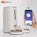 Smart Wifi Cat Feeder for 2 Cats - 4L App-Controlled Dispenser with Double Stainless Steel Bowls and Low Food Alarms