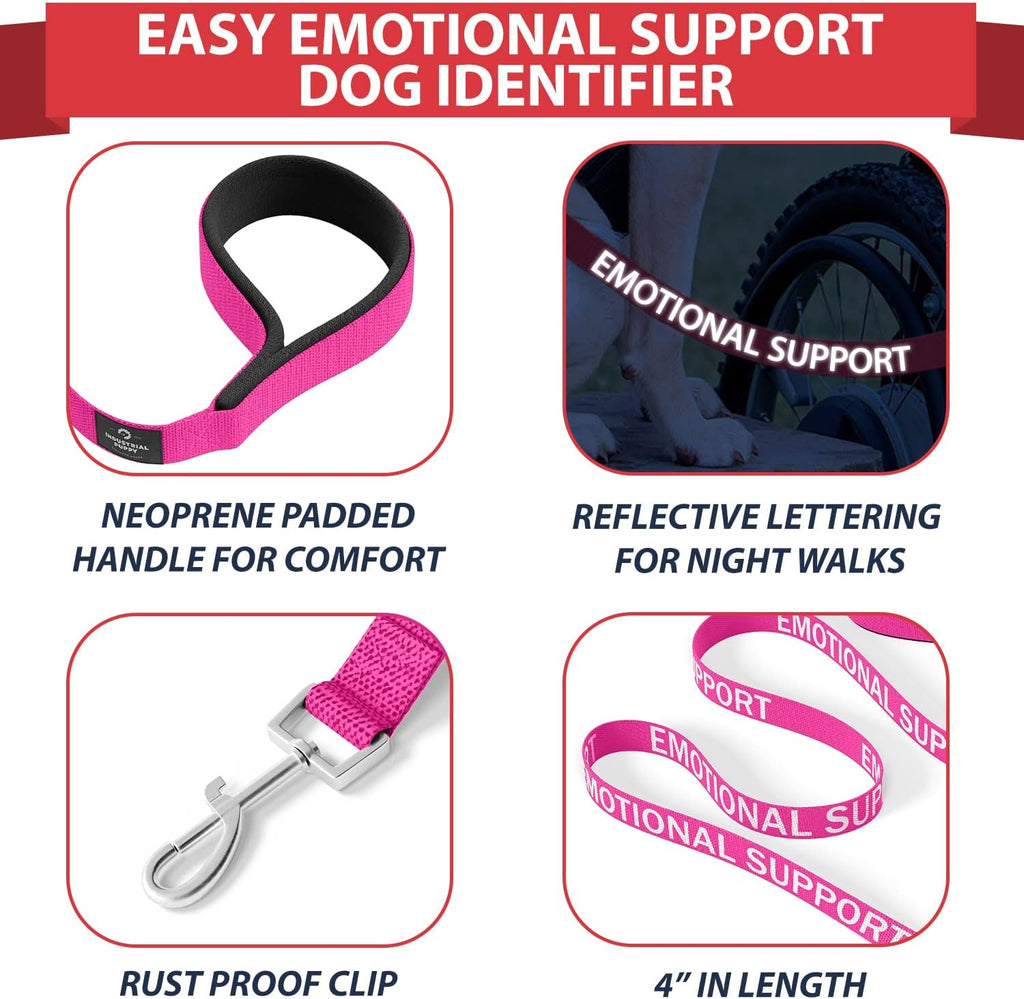 Comfort & Safety Pink Emotional Support Vest Harness for Dogs - Large 27-33 In, Adjustable, Durable with Reflective Straps, Removable Patches, Handle & Leash Attachment for Travel & Daily Use