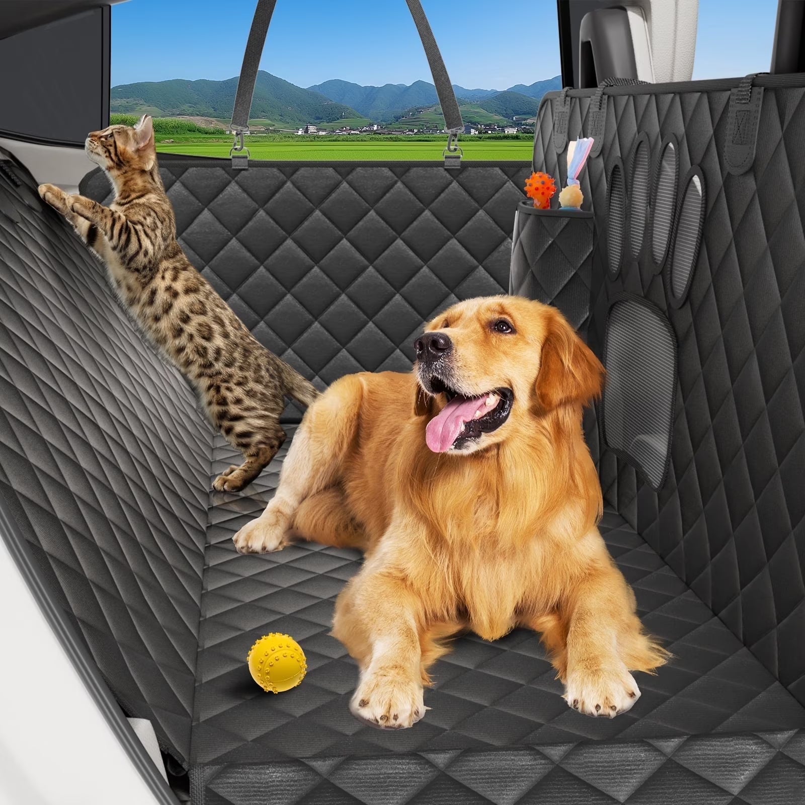 Ultimate Dog Seat Cover - Waterproof, Scratch-Resistant Non-Slip Car Hammock with Seatbelt for Pet Protection