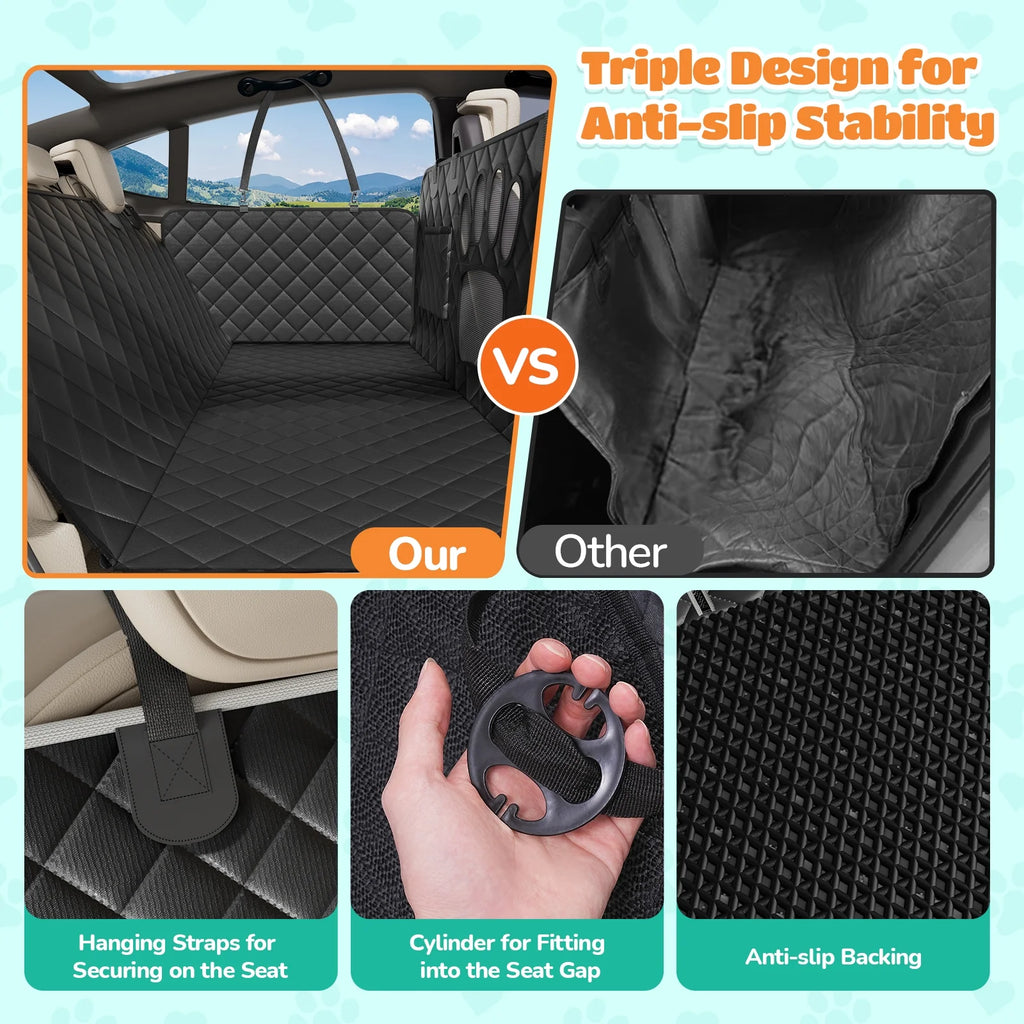 Ultimate Dog Seat Cover - Waterproof, Scratch-Resistant Non-Slip Car Hammock with Seatbelt for Pet Protection