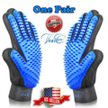 Pet Grooming Gloves - Blue Deshedding Mitt for Dogs and Cats, Hair Remover & Massager (1 Pair)