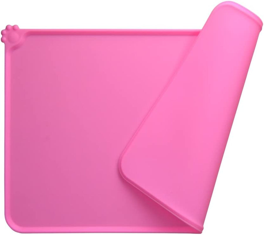 Stylish Pink Silicone Dog Food Mat – Non-Slip Waterproof Feeding Mat for Small Pets (18.5" x 11.8")