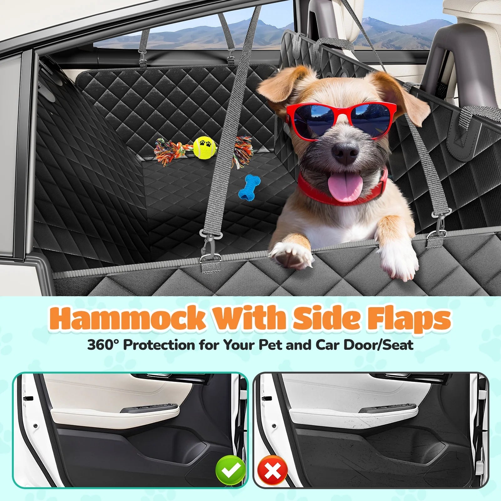 Ultimate Dog Seat Cover - Waterproof, Scratch-Resistant Non-Slip Car Hammock with Seatbelt for Pet Protection