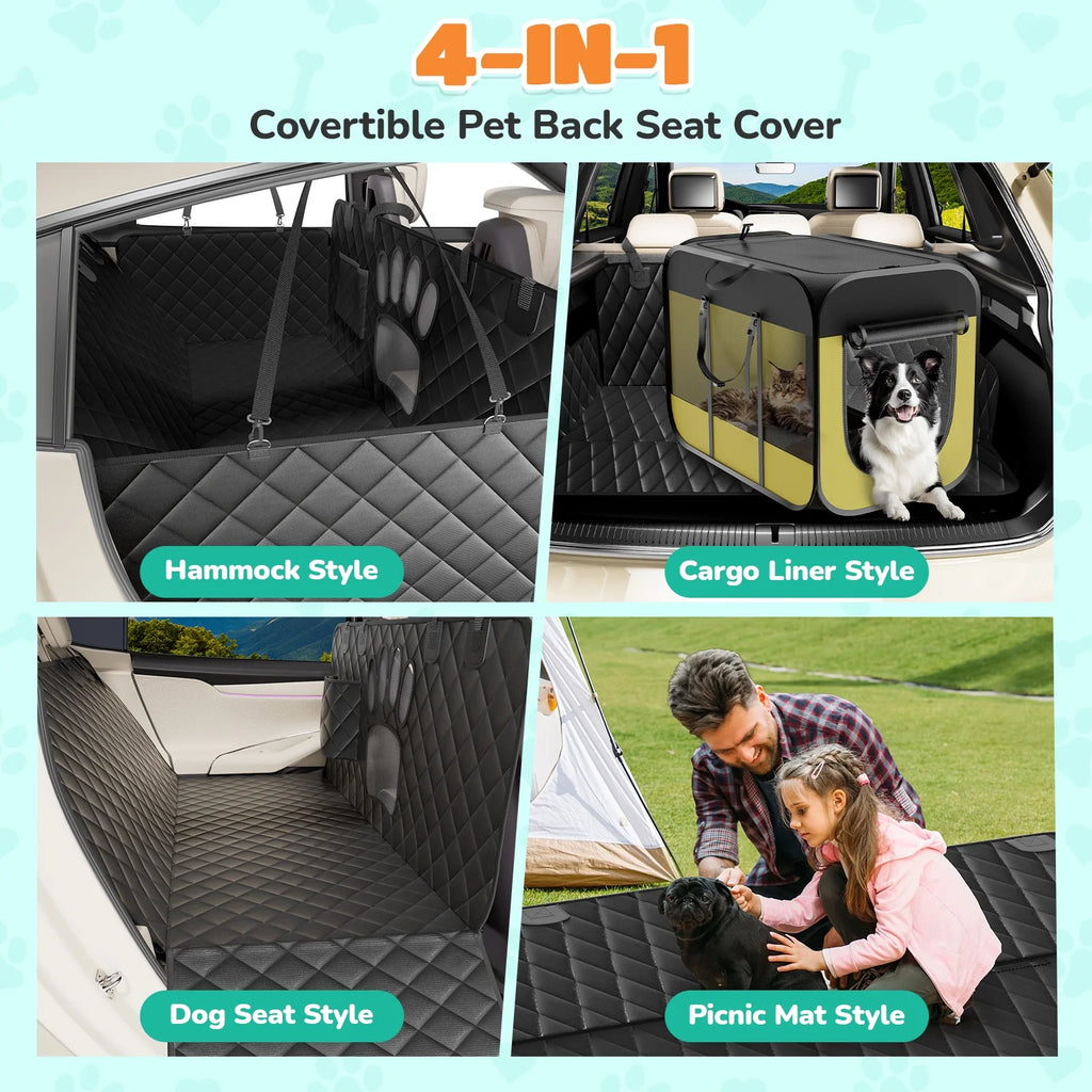 Ultimate Dog Seat Cover - Waterproof, Scratch-Resistant Non-Slip Car Hammock with Seatbelt for Pet Protection
