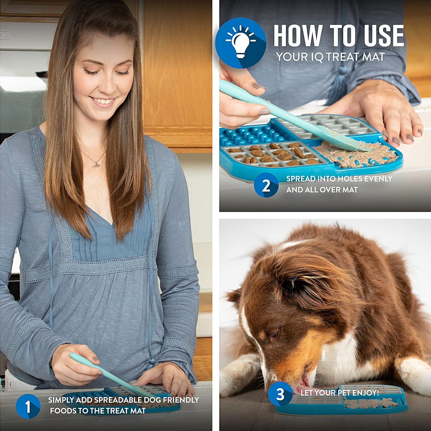 IQ Treat Lick Mat for Dogs & Cats - Ultimate Slow Feeder and Enrichment Toy for Stress Relief and Fun!